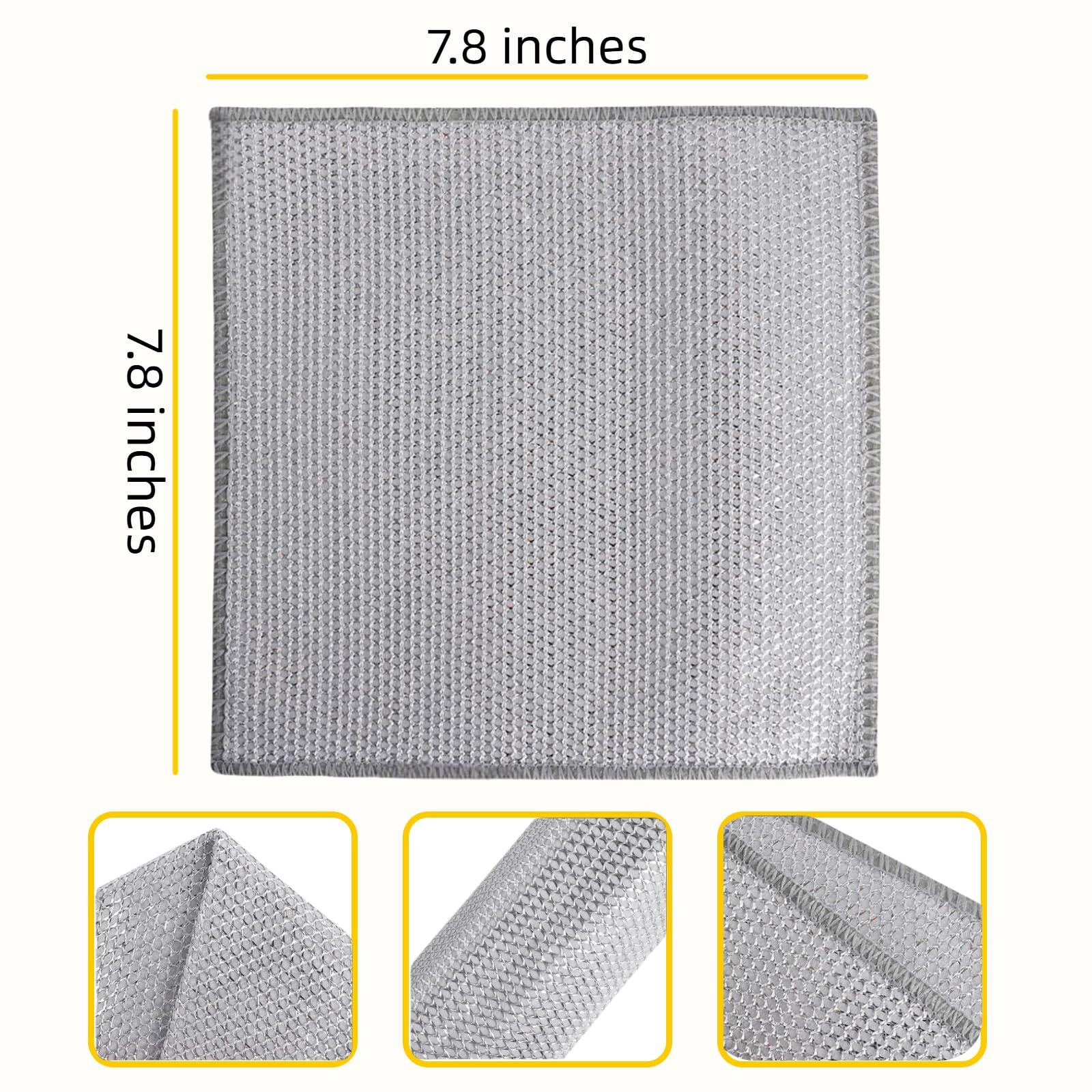 6 Pcs Triple Stainless Steel Scrubberwire Cleaning Dishwashing Rag Kitchen Towel