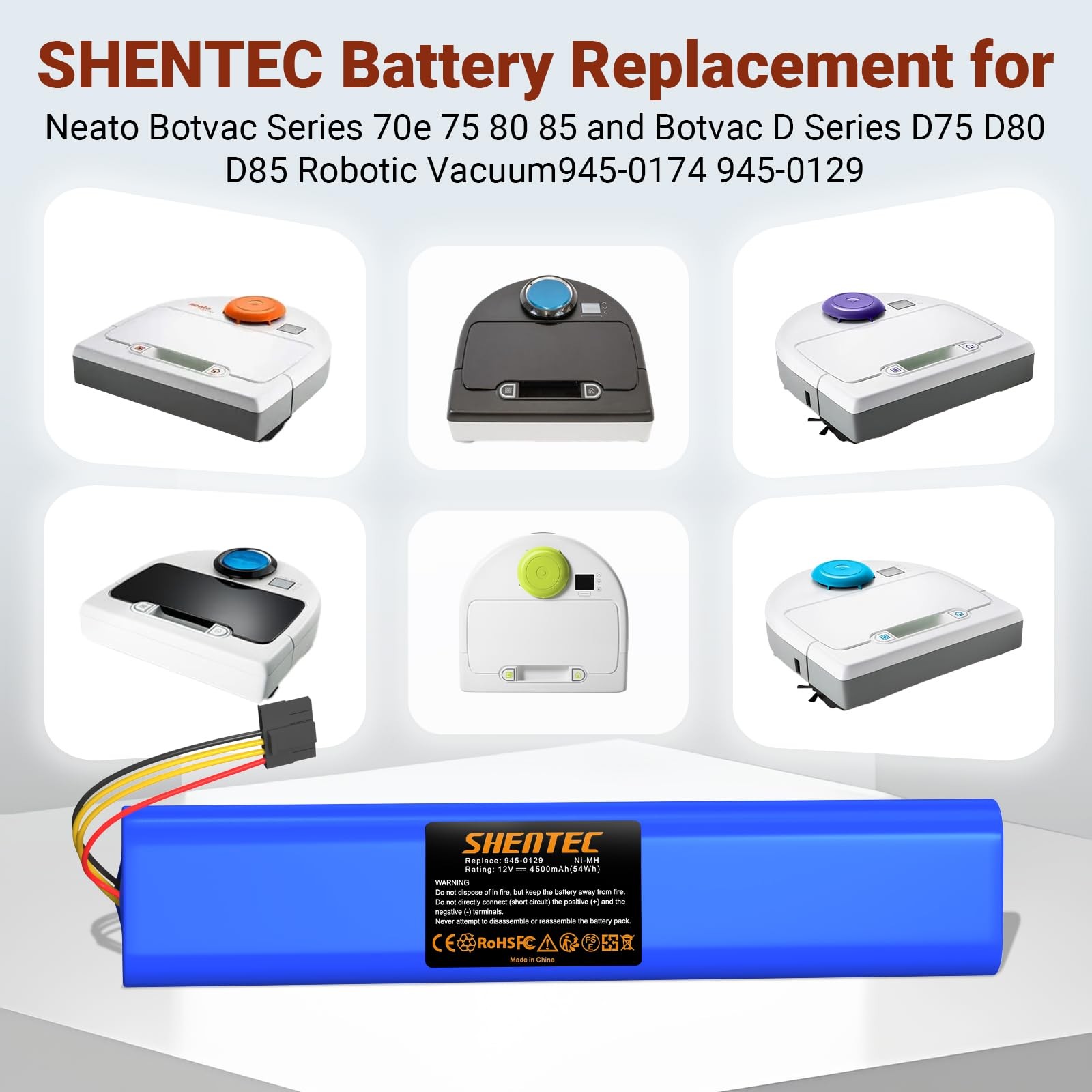 Shentec 4.5Ah 12V Ni-Mh Battery Compatible with Neato Botvac Series 70e 75…