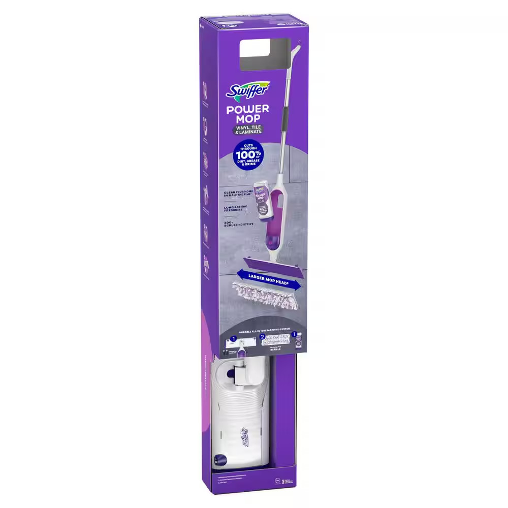 Power Mop Vinyl, Tile and Laminate Floor Starter Kit (1-Power Mop, 2-Pads, Clean