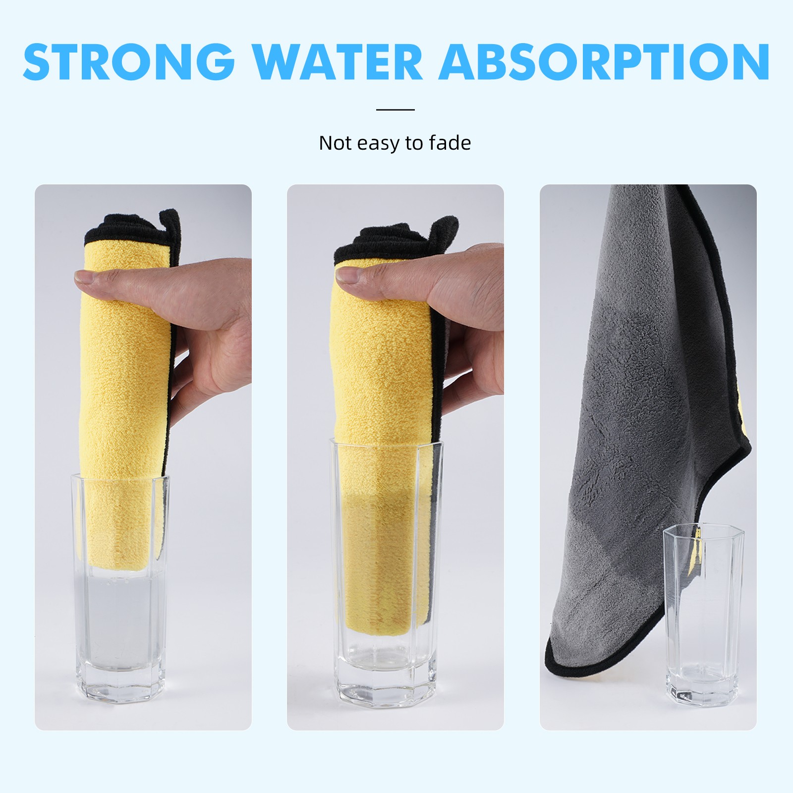 3PCS Microfiber Cleaning Cloth Car Wash Towel Drying Rag Car Polishing Detailing