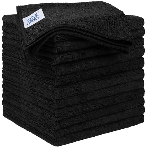 Microfiber Cleaning Cloth Pack.5 x.5 inch Microfiber 12.5 x 12.5 Inch 12 Black