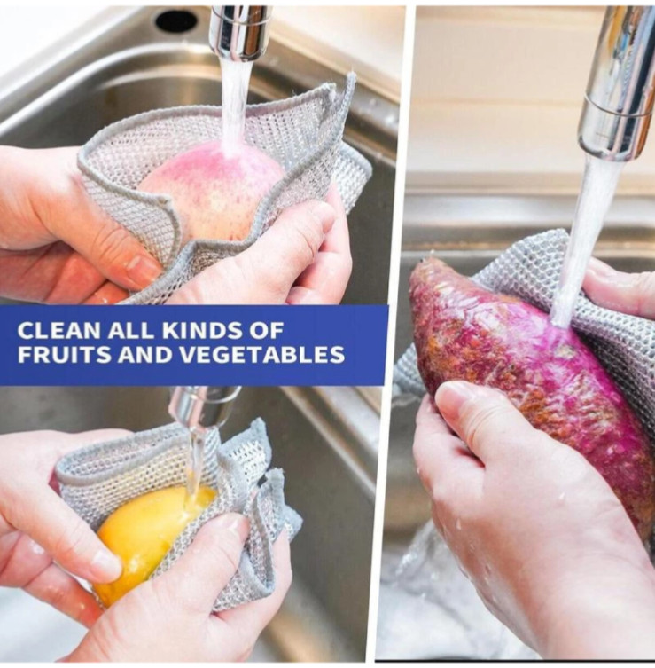3/6/12 Pcs Multifunctional Non-Scratch Mesh Wire Dish Washing Cleaning Cloth Rag