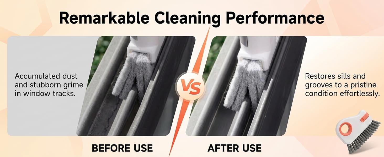 2 Pcs 2 in 1 Window Track Cleaner, Groove Cleaner Brush, Effective Window Sill