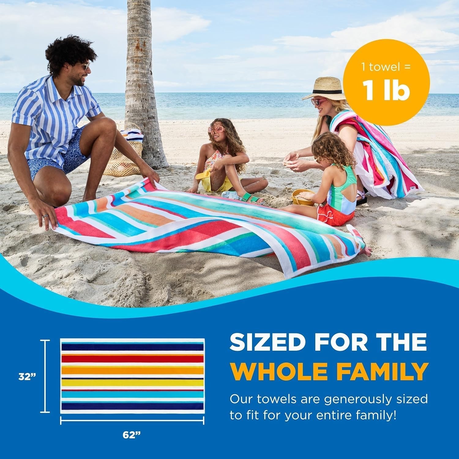 Ben Kaufman Joey Velour Colored Classic Multi-Color Stripe Beach & Pool Towel –