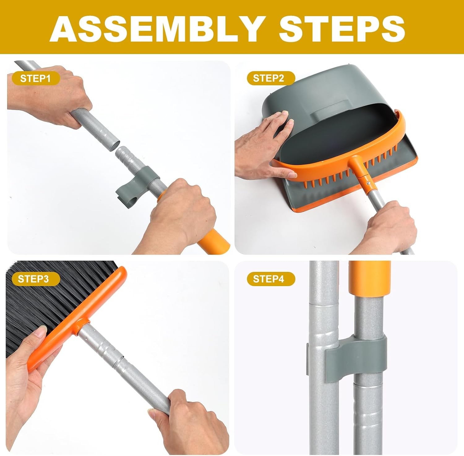 Broom & Dustpan Set W/ 54 Inch Long Handle Perfect Dust Pan & Brush Combo Home