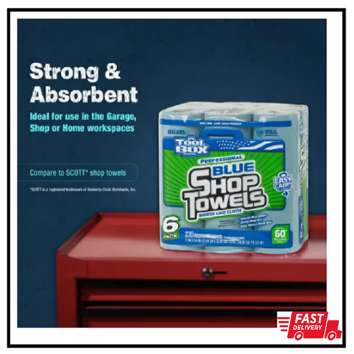 Z400 Blue 55-Count Roll of Shop Towel Cleaning Wipes (6-Pack)