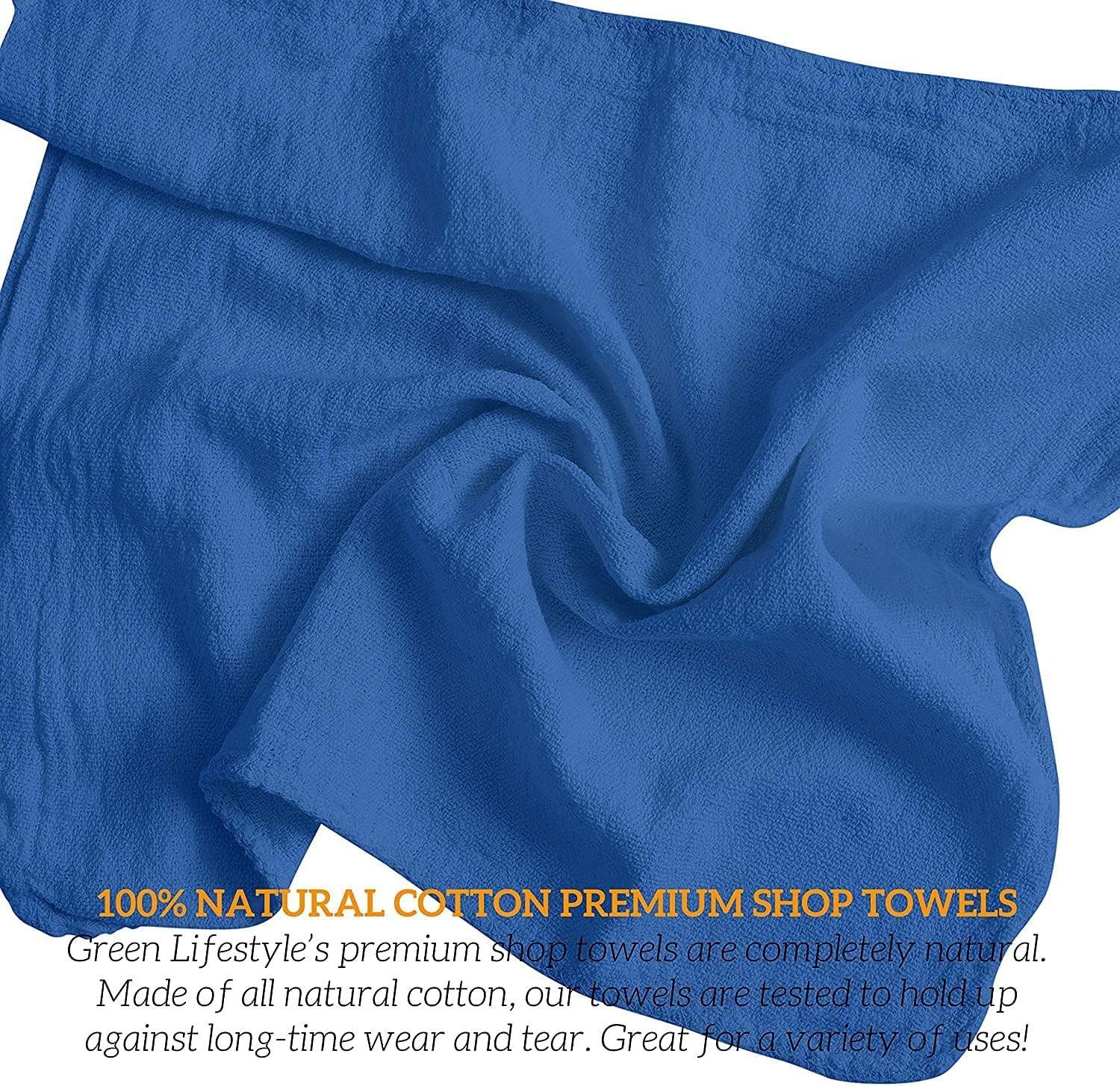Towels 12″ x 14″ 100 Pack – Blue Cotton Towels, Cleaning Rags Bulk, Reusable …