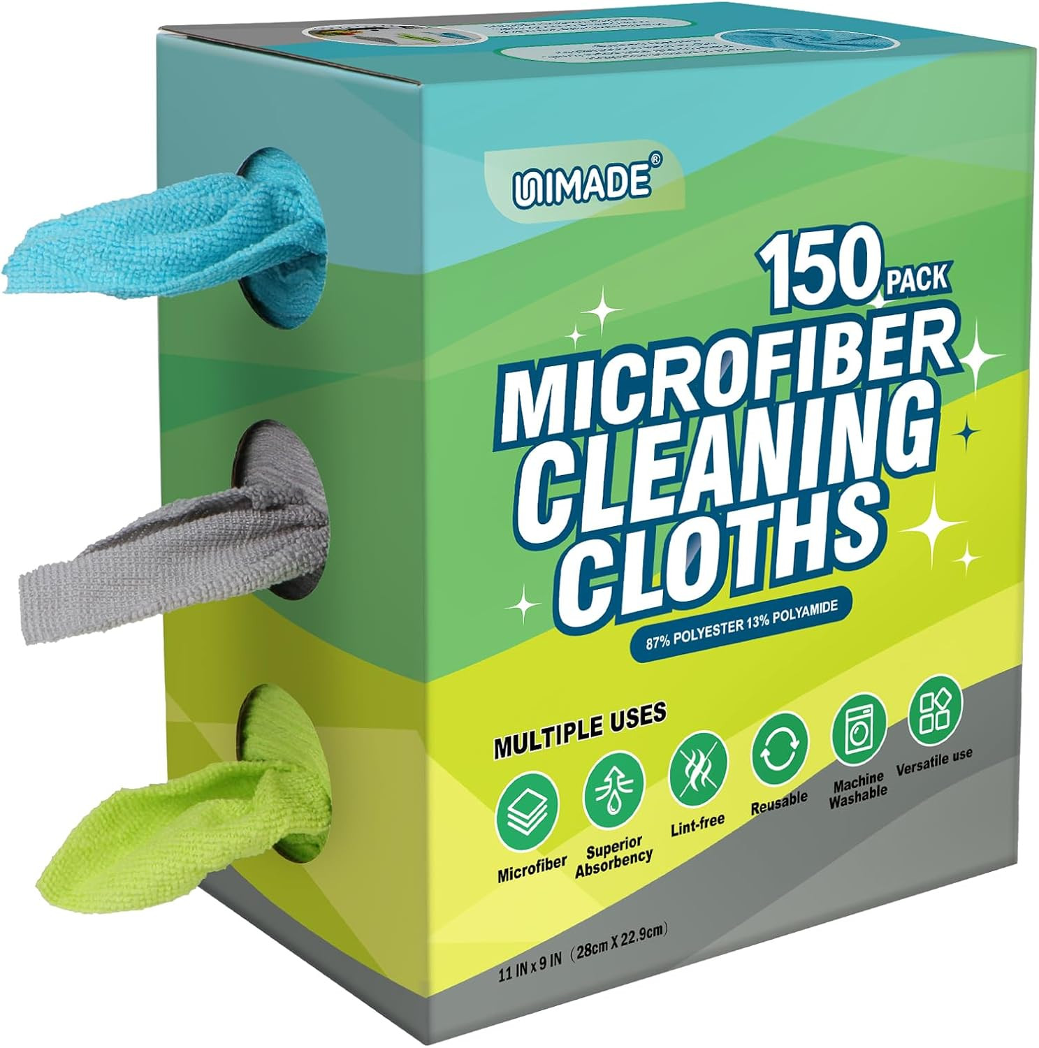 Microfiber Cleaning Cloth, 150 Pack Reusable Paper Towels Microfiber Towels for