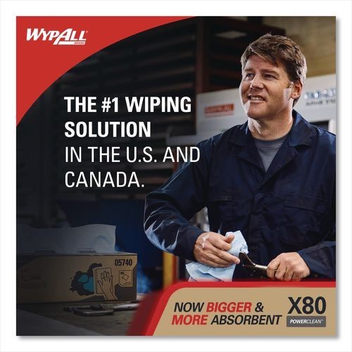 WypAll X80 Heavy Duty Cloths, Jumbo, Perforated,12.4×12.2, Red, 455 Wipers/Roll