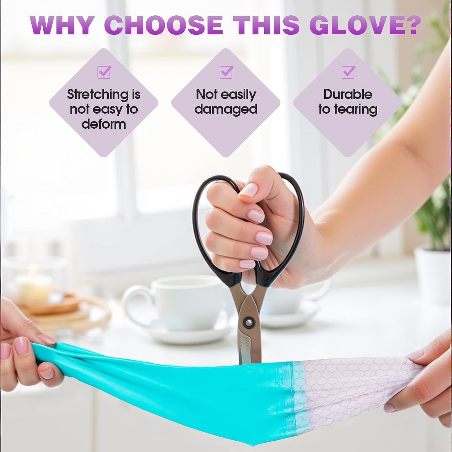 Diswashing Gloves Reusable Cleaning Kitchen Gloves Pairs Purple + Blue Medium