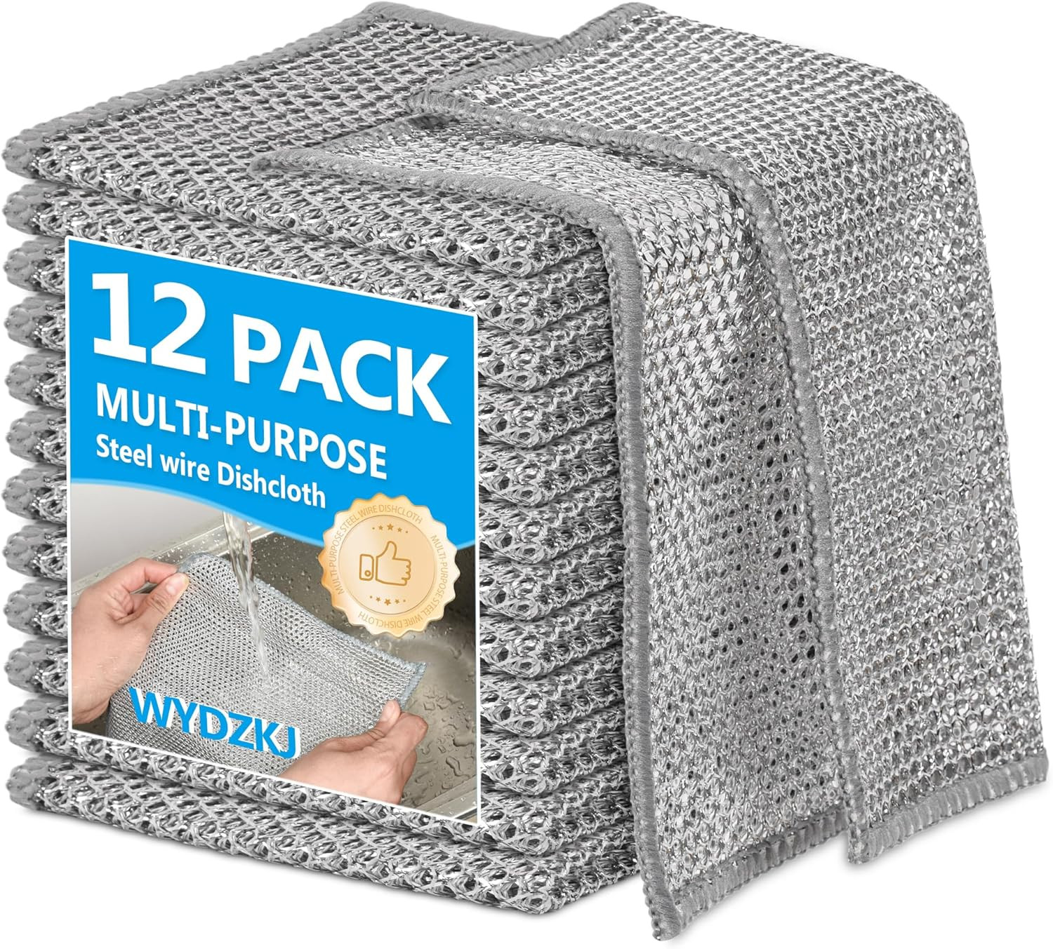 12Pack Multipurpose Wire Dishwashing Rags, Upgrade Non Scratch Wire Dishcloth, S