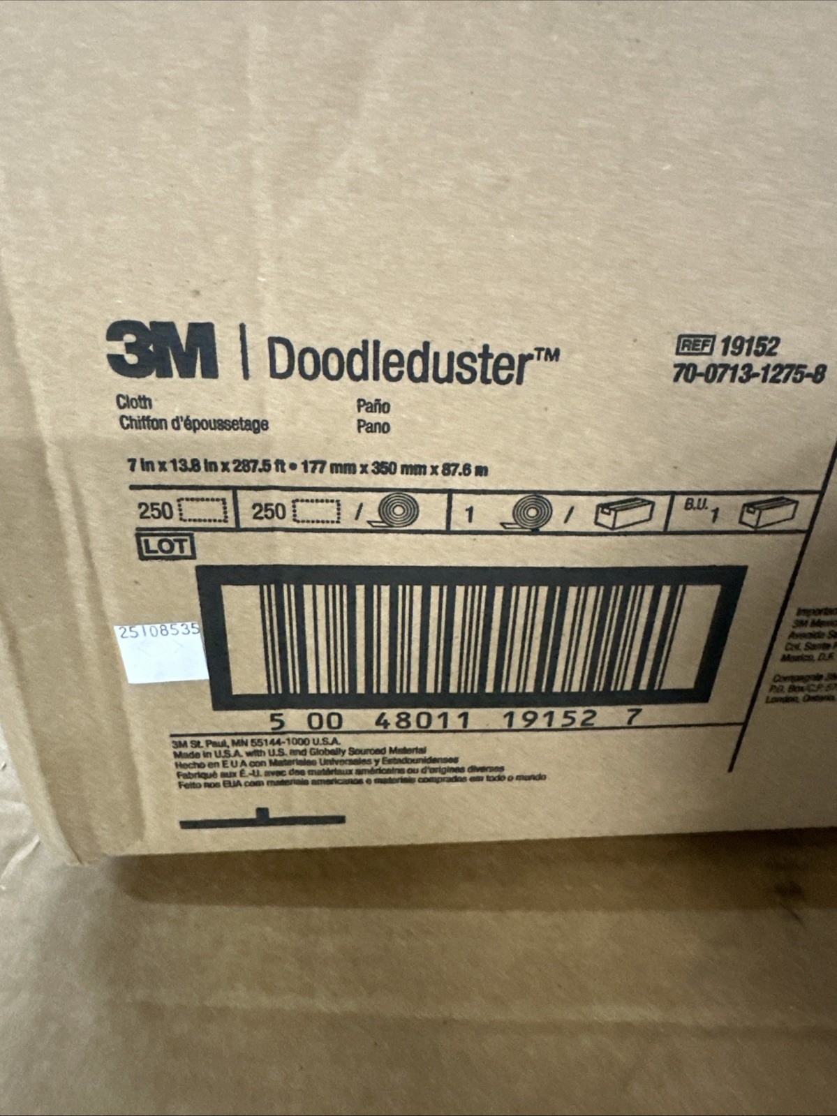 3M 1200 13 3/4 Ienth 7 in Width Dust Cloth, White 250 Sheets Per Roll