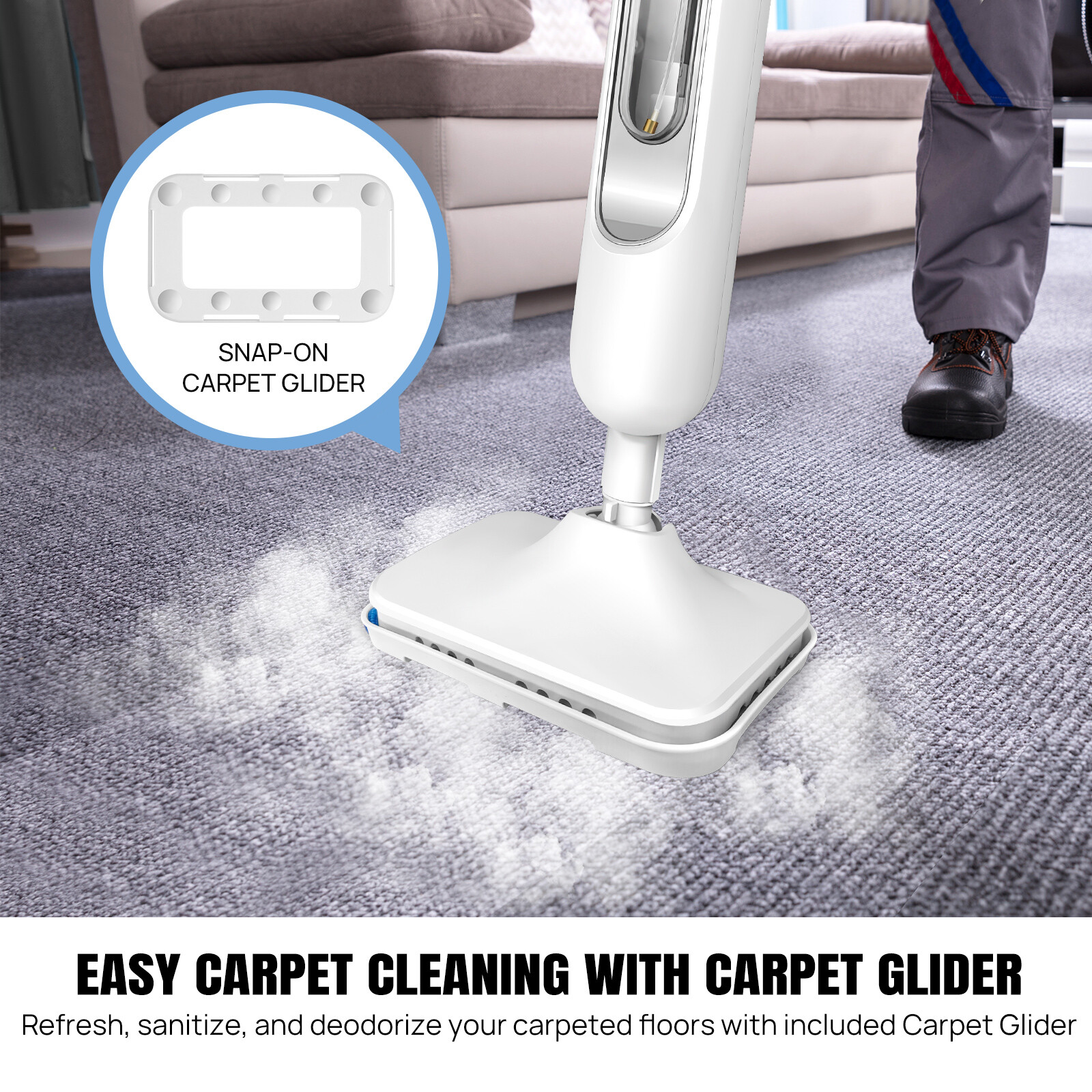 10 in 1 Electrical Steam Mop 1500W Handheld Upright Floor Carpet Steamer Cleaner