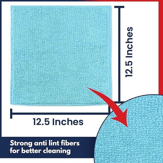 USANOOKS Microfiber Cleaning Cloth – 12Pcs 12.5×12.5 pack of 12, Multicolor