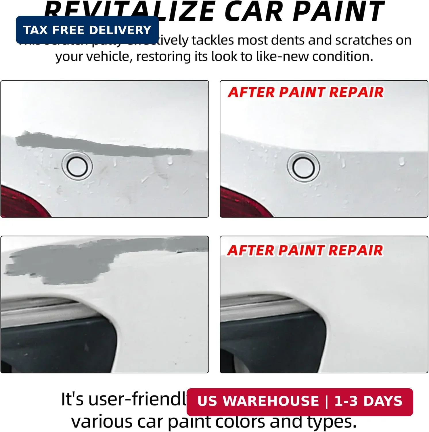 Calvana (2 Pack) 20g Car Body Filler Repair Kit, Automotive Putty Scratch Filler