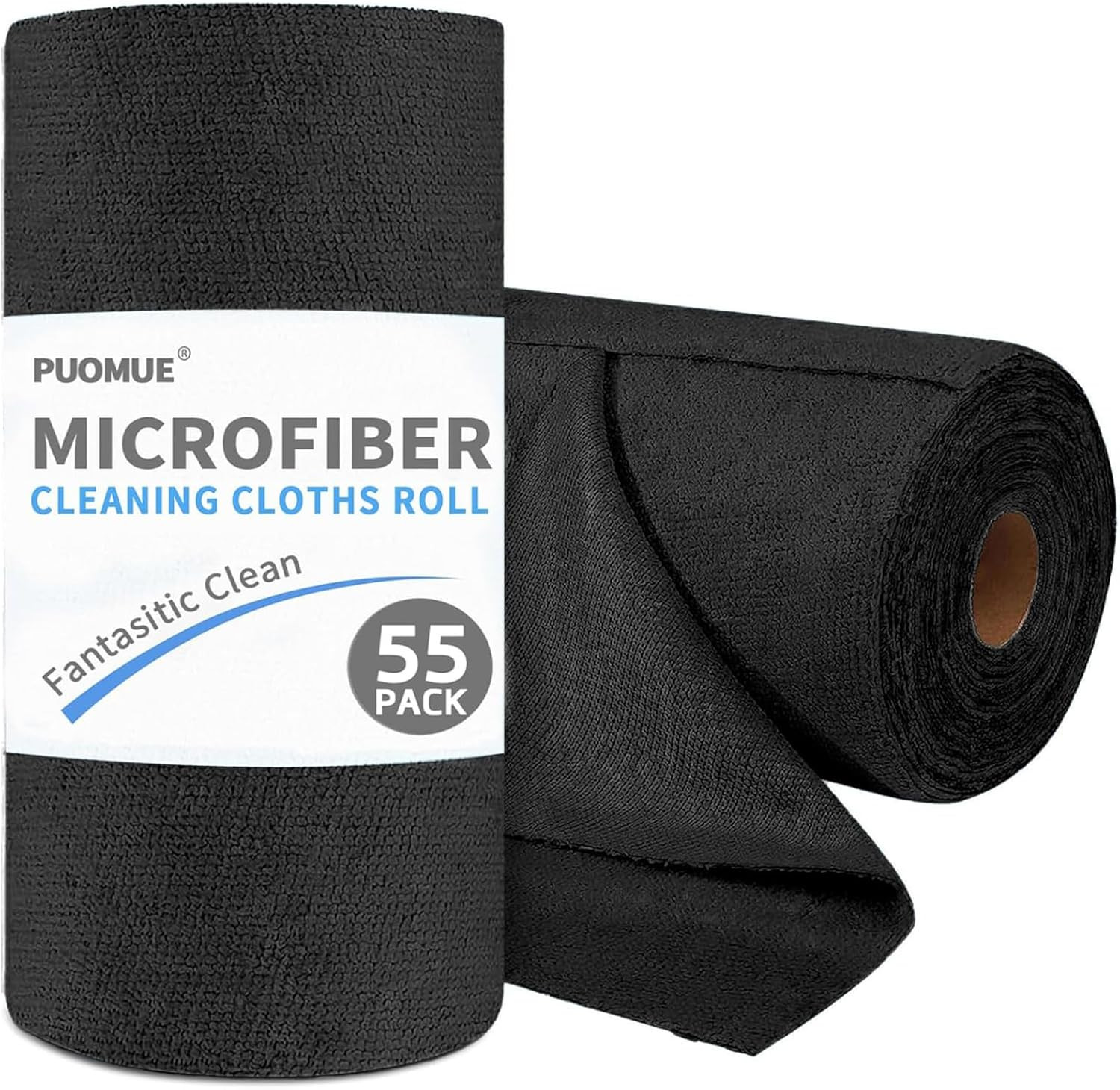 55 Pack Microfiber Cleaning Cloth Roll, Tear Away Reusable Paper Towels, 11″ X 9