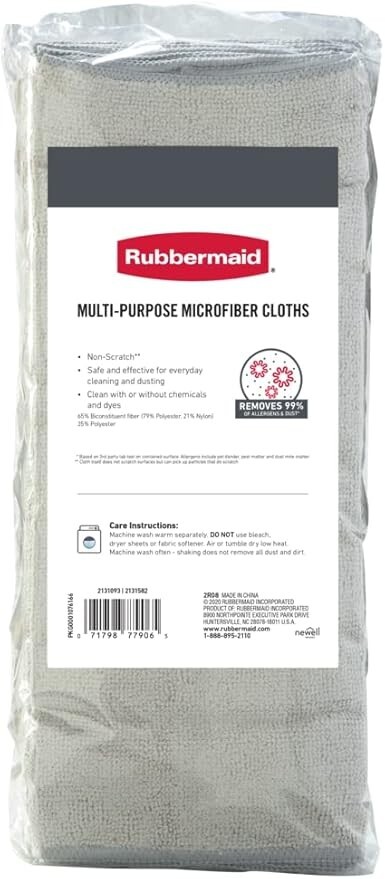 Rubbermaid Microfiber Cloth Towels, 24 Pack, 14″x14″, Non-Scratch, Reusable/Wash