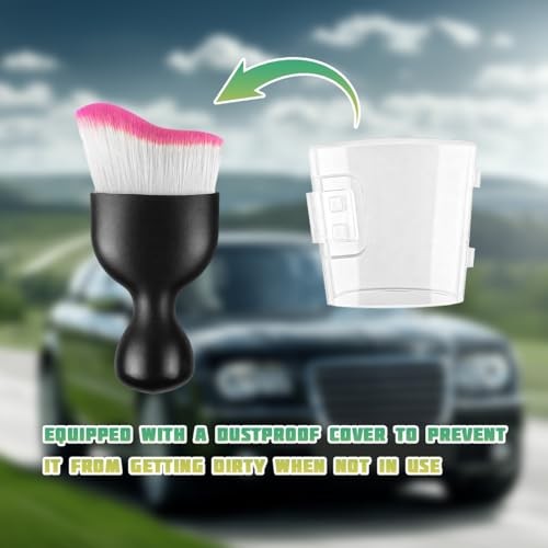 Car Interior Detailing Brush, Curved Soft Bristles Vehicle Removal White/Red