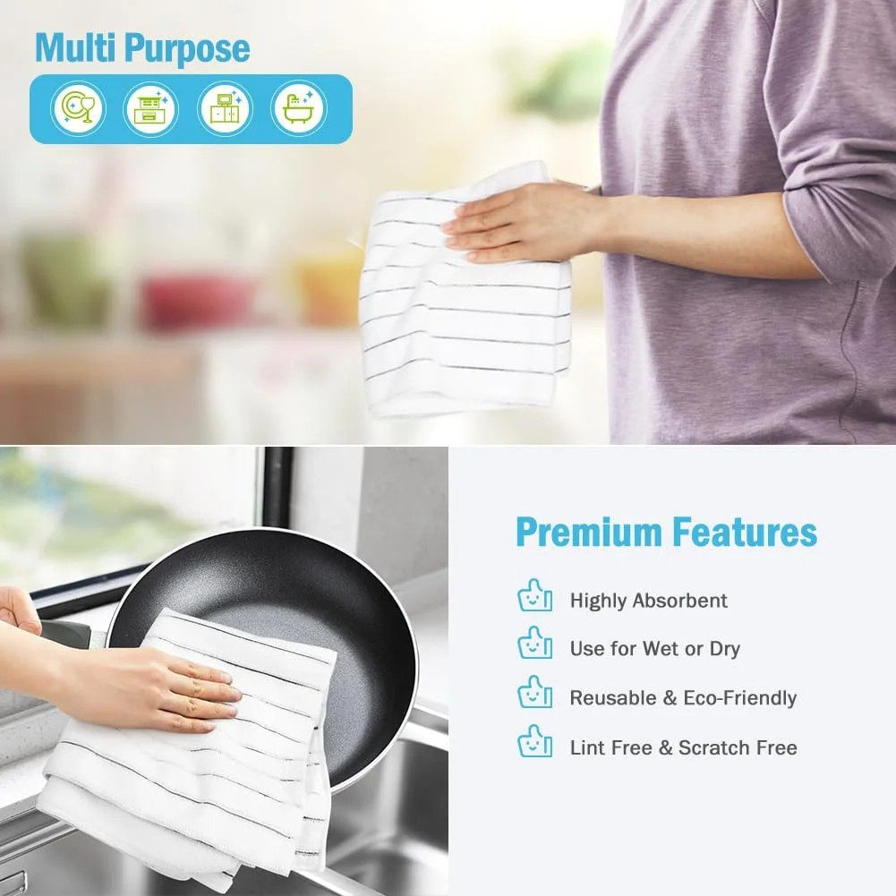 AIDEA Kitchen Towels-8PK, Super Soft and Absorbent Drying Towels for Dishes,