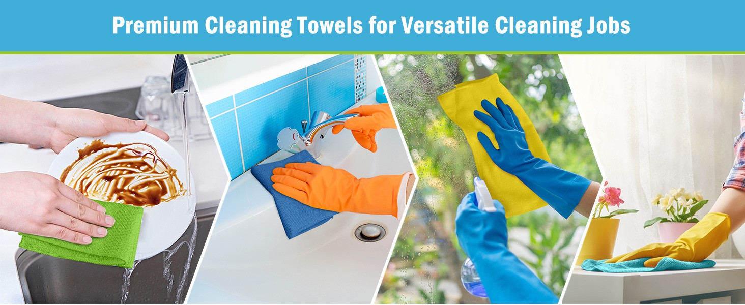 Microfiber Cleaning Cloth, 20PK, Soft Absorbent Rags, Microfiber Towels for