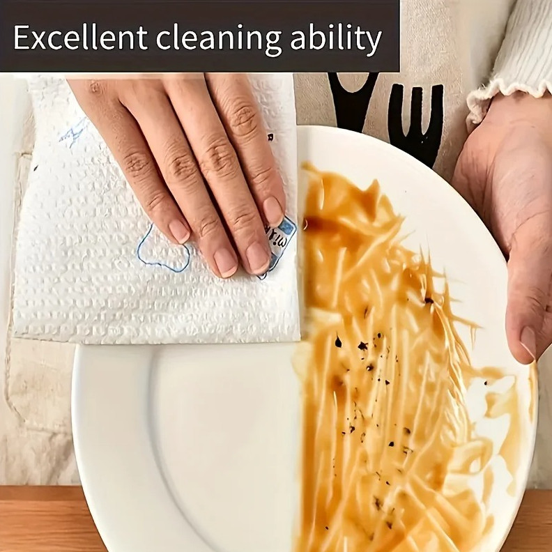 Disposable Kitchen Cleaning Cloth Roll – Dry & Wet Dual-Use Absorbent Towels