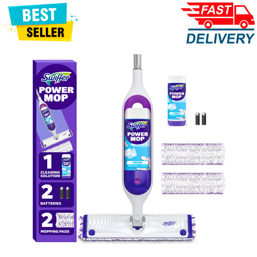 Swiffer PowerMop Floor Spray Mop Cleaner Starter Kit, Tile, Wood, Laminate,Vinyl