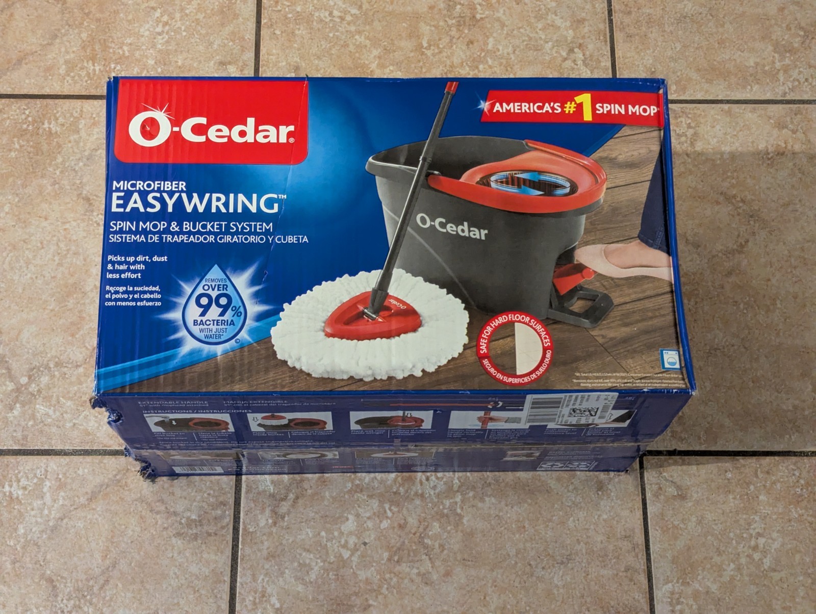 O-Cedar EasyWring Spin Mop & Bucket System, Microfiber, Extendable Metal Handle
