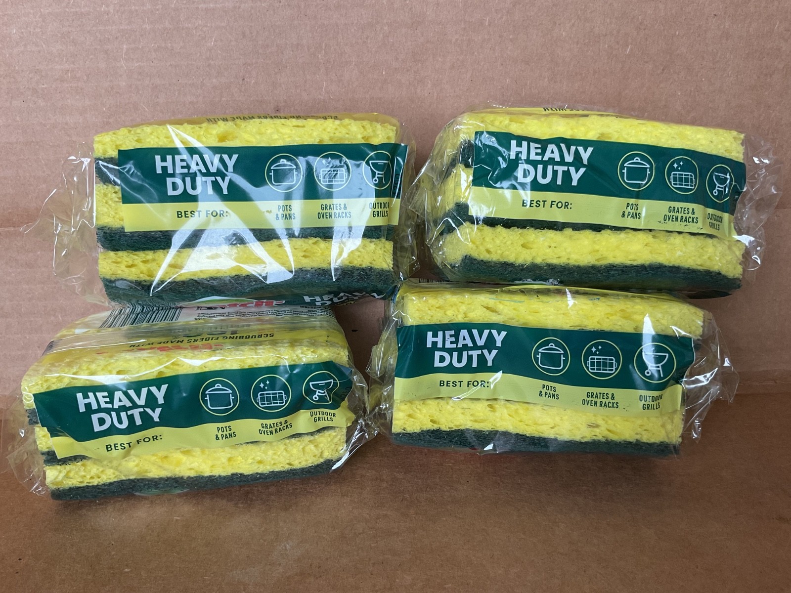 Scotch-Brite Heavy Duty Scrub Sponge green yellow 4PK 3count 12 sponges total