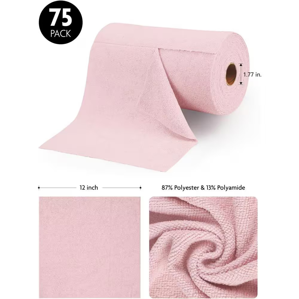 6.89 In. X 6.89 In. Microfiber Cleaning Cloth Roll Reusable Washable Rags