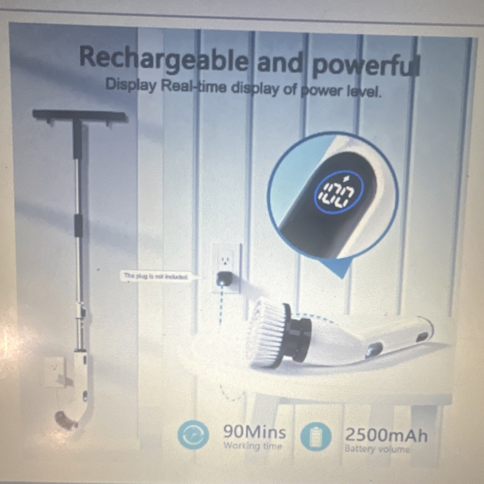 TURPY Electric Spin Scrubber Rechargeable Waterproof Extendable Handle 4 Heads