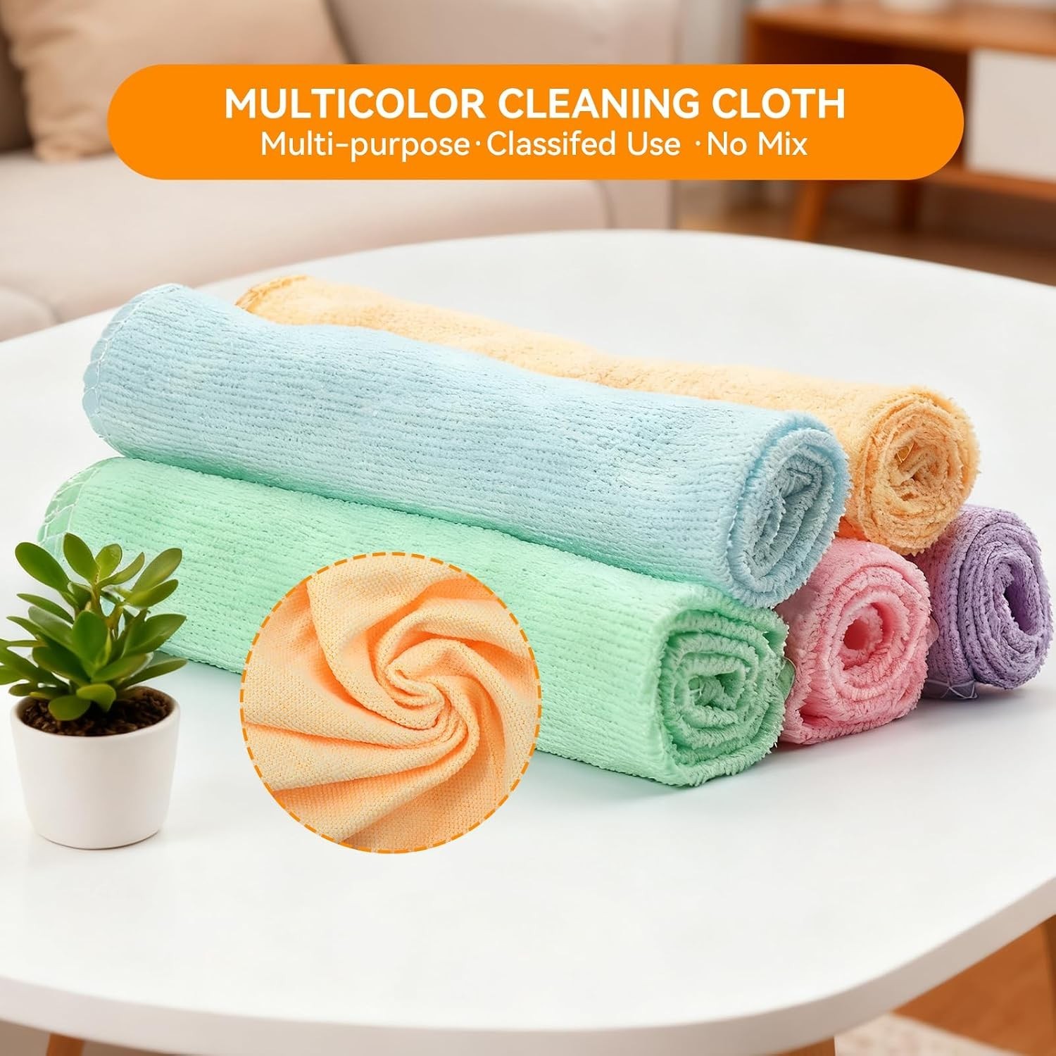 Microfiber Cleaning Cloth 25 Pack Cleaning Towels with 12 Color Assorted 12″x12
