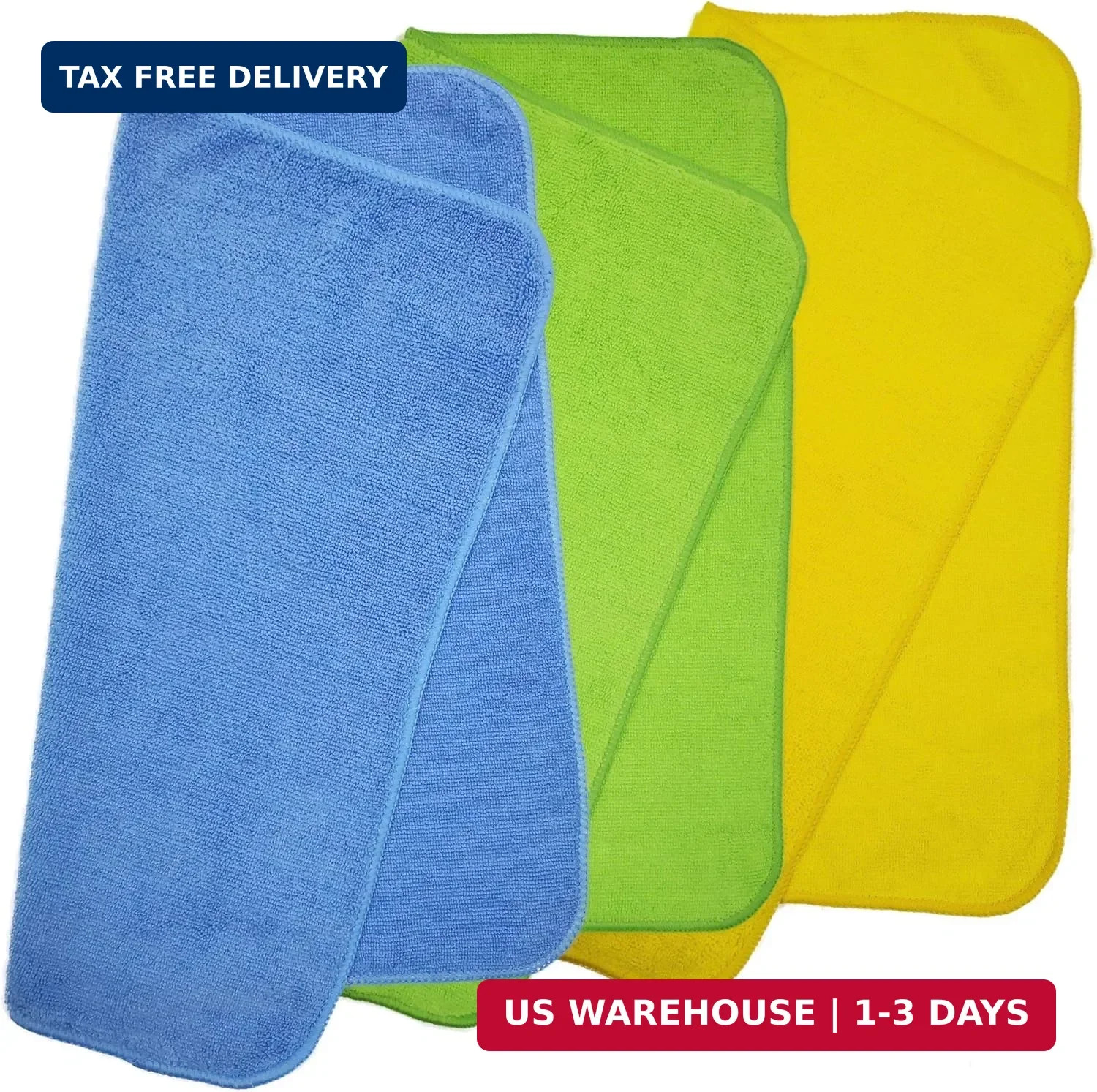 POLYTE Premium Microfiber Cleaning Towel,16×16 in 36 Pack (Blue,Green,Yellow)