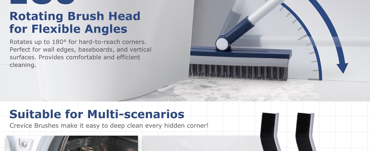 Grout Brush with Long Handle, Grout Cleaner Brush for Tile Floors, Stiff