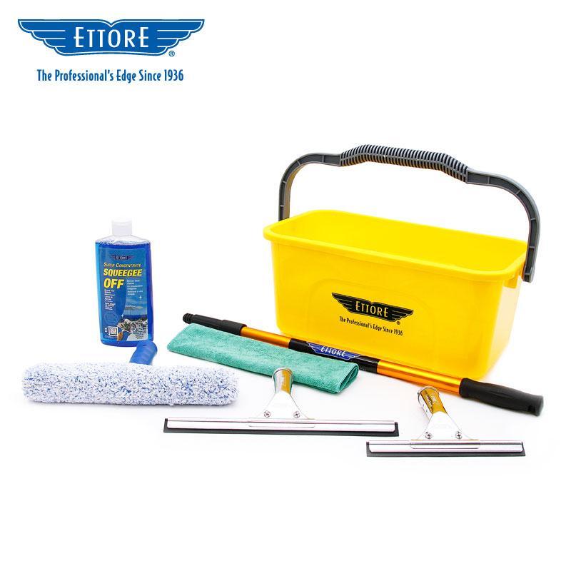 Ettore Compact Window Cleaning And Washing Starter Kit w/ Long Handle+ 2 Squeege