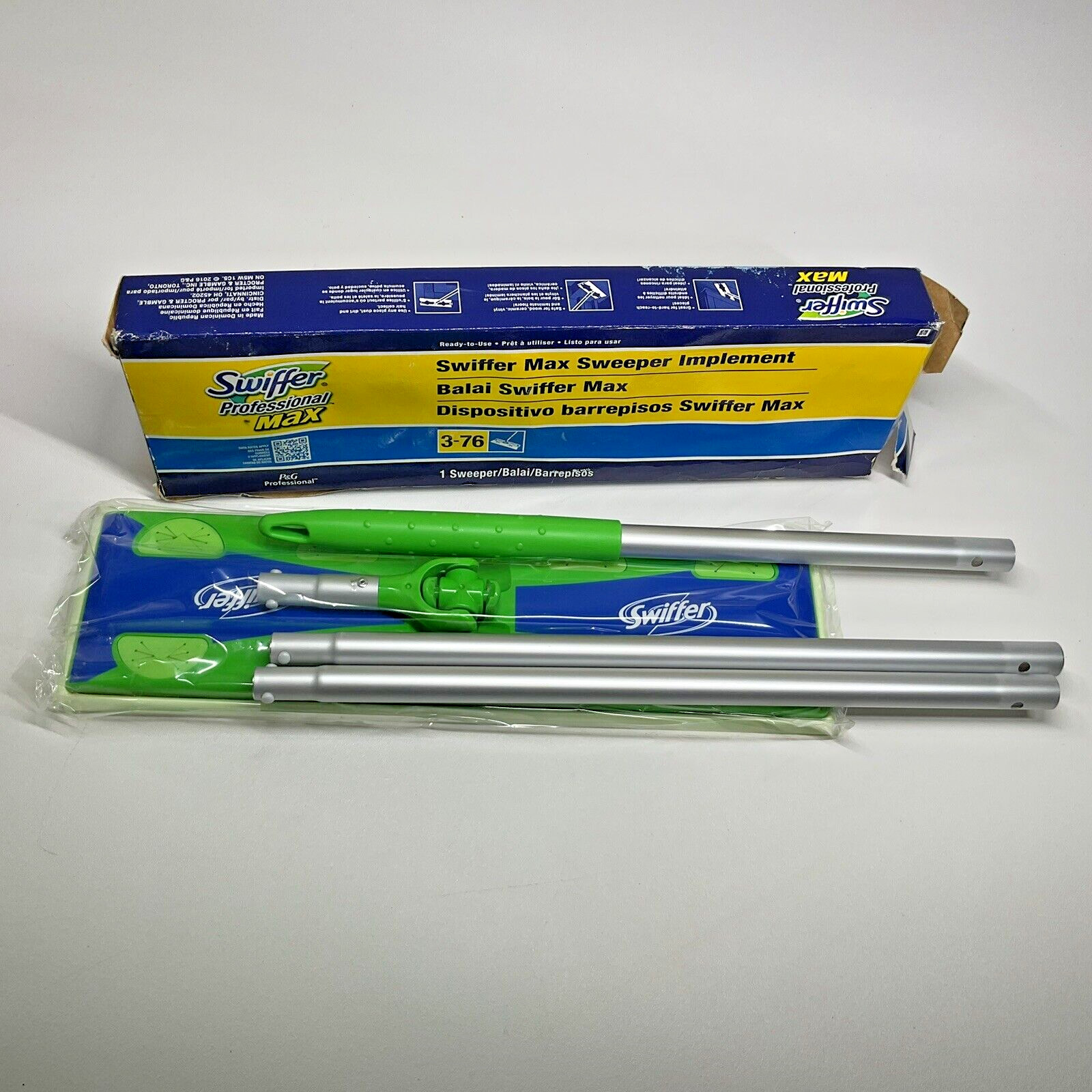 Swiffer Professional Max Sweeper Mop – Green/Silver Aluminum Implement RARE NOS.
