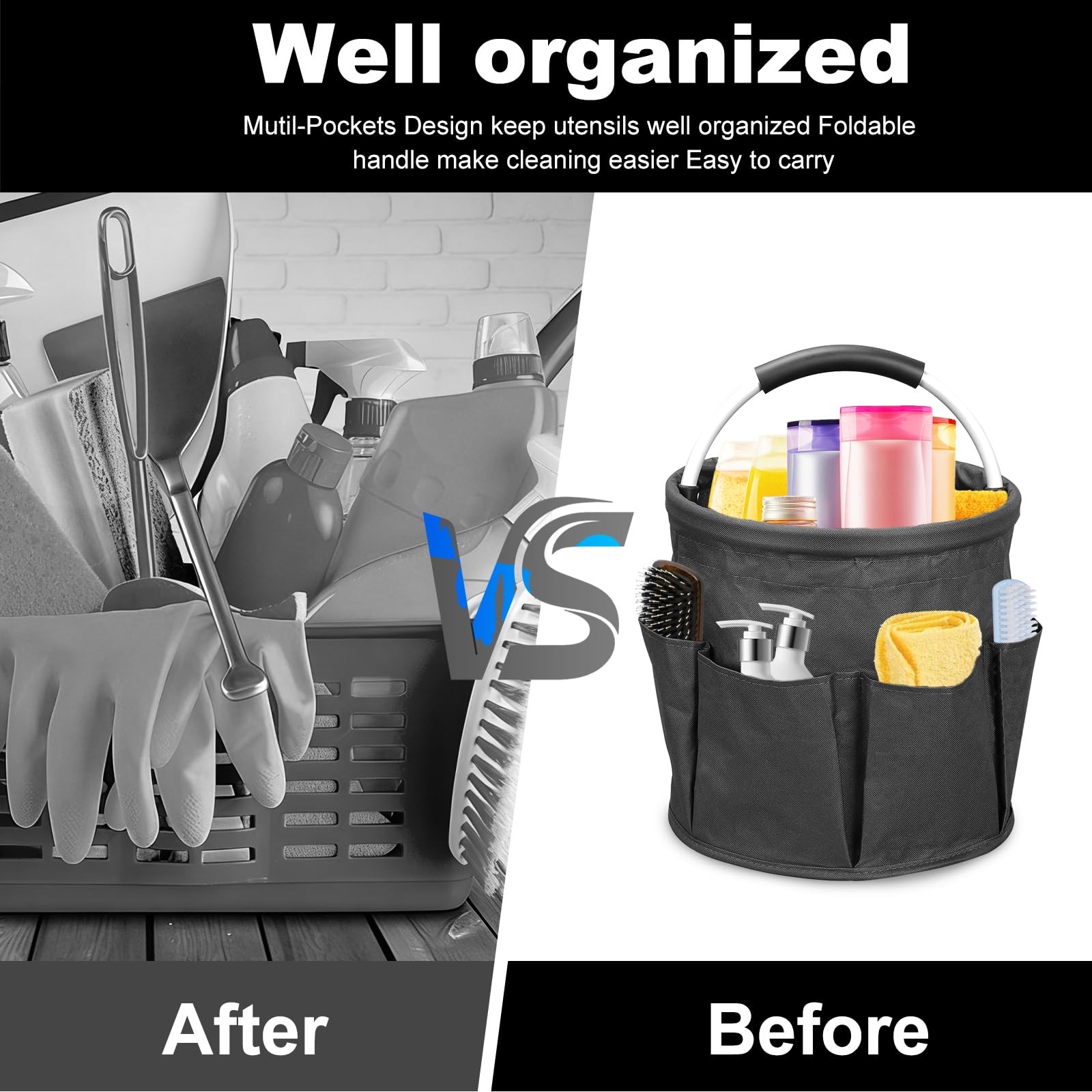 Cleaning Caddy for Cleaning Supplies, 17L Cleaning Supply Caddy with Handle F…