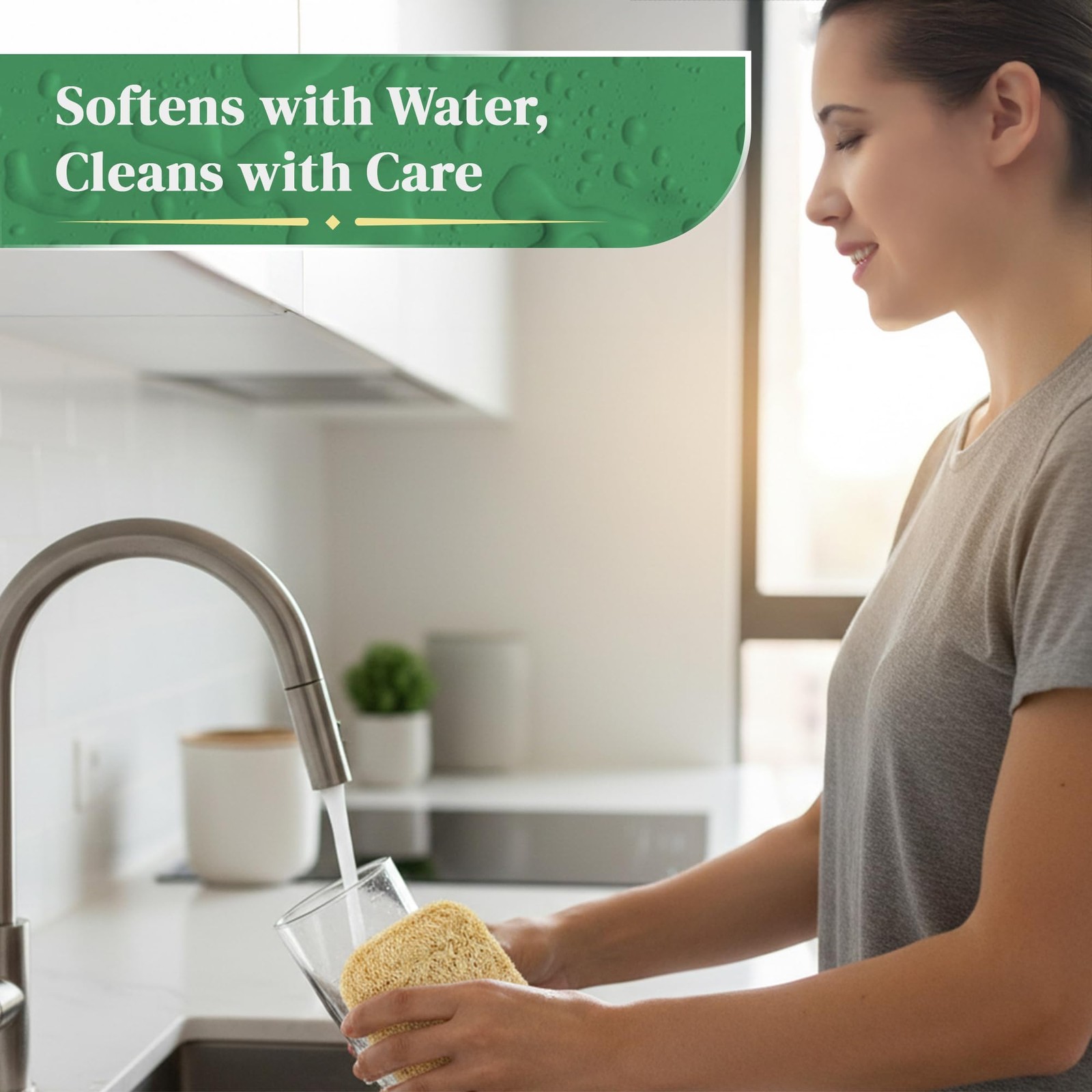 Natural Loofah Kitchen Sponge (3 Pack) – 3 Count (Pack of 1),