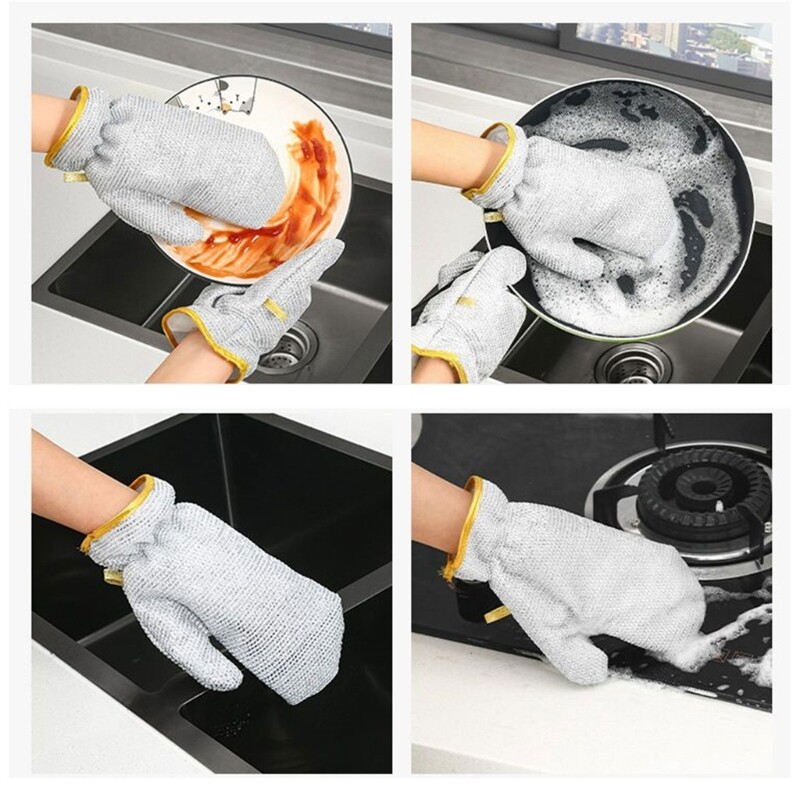2pcs Reliable Silver Wire Cleaning Gloves Dishcloth NonSlip and Easy to Grip