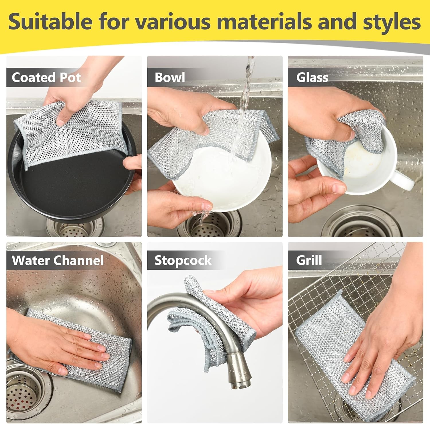 Double-Layer Wire Dishwashing Rag, Non Scratch Wire Dishcloth,