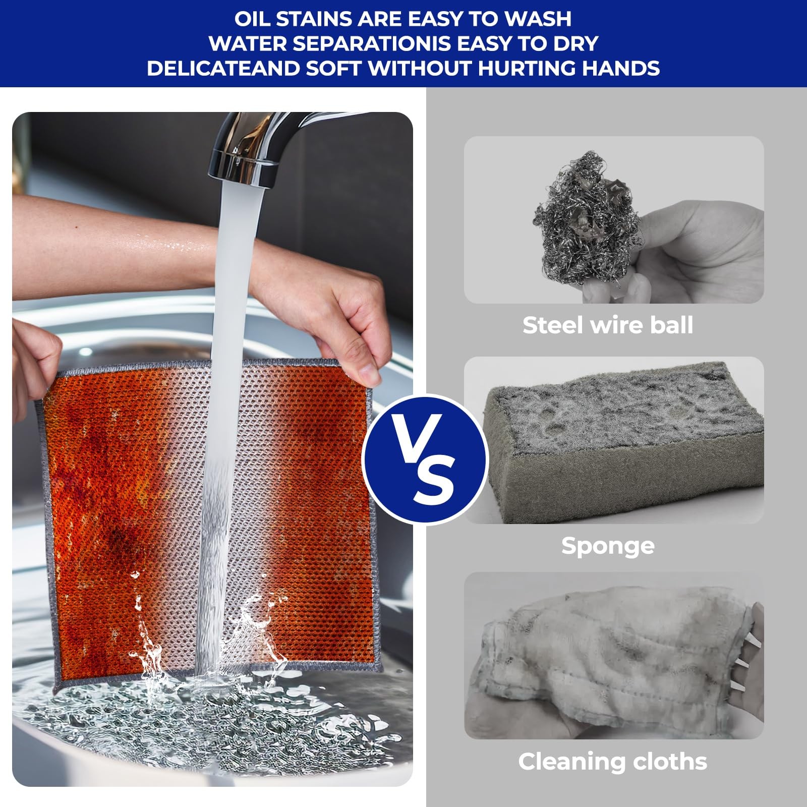 12 PCS 3-Layer Non-Scratch Multipurpose Steel Wire Dishcloths – Reusable Quick-D