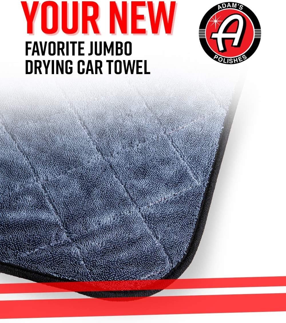 Adam’s Polishes Jumbo Plush Drying Towel 33 x 29 inches 1500 1 Pack, White