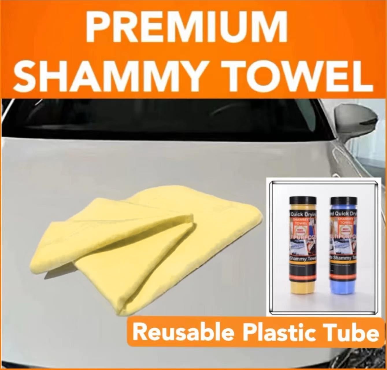 Premium Shammy Cloth for Car Drying – 2pk(26”x17”) – Super Absorbent Synthetic C