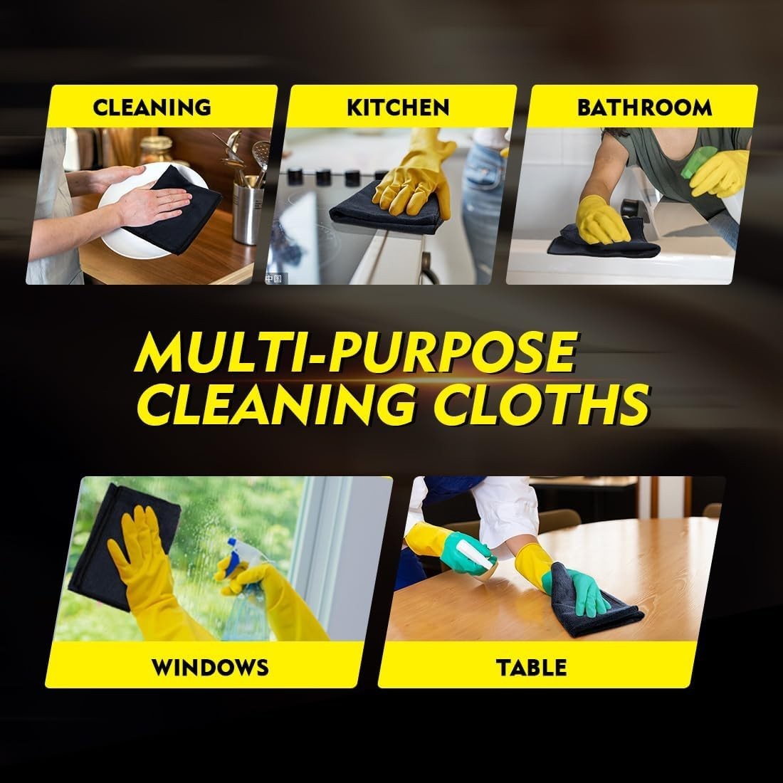 Ultra Absorbent 12 Pack Microfiber Towels – 16×16 Inch for Streak-Free Cleaning