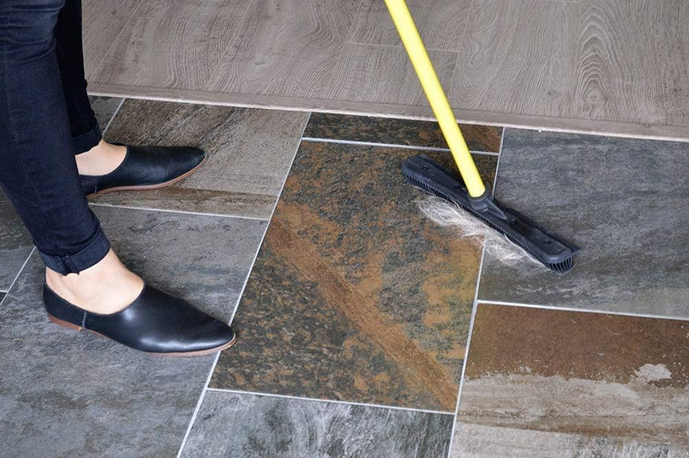 FURemover Broom for Pet Hair and Debris with Telescopic Handle and Squeegee Edge