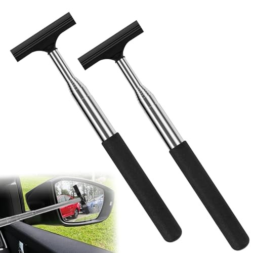 2 Pcs Car Mirror Wiper, 38.6in Handle Car Side Mirror Squeegee, Car Mirror