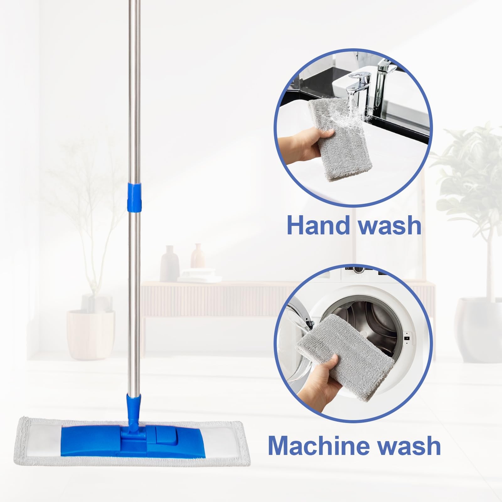 17″ Microfiber Mop for Hardwood Floor Cleaning,Mops with 50″ Stainless Steel …