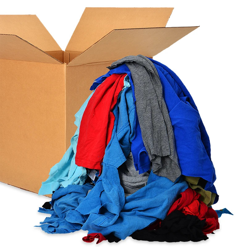 Color Knit Rags – Bulk Uncut T-Shirt Cotton Cleaning Wipers for Multipurpose Use