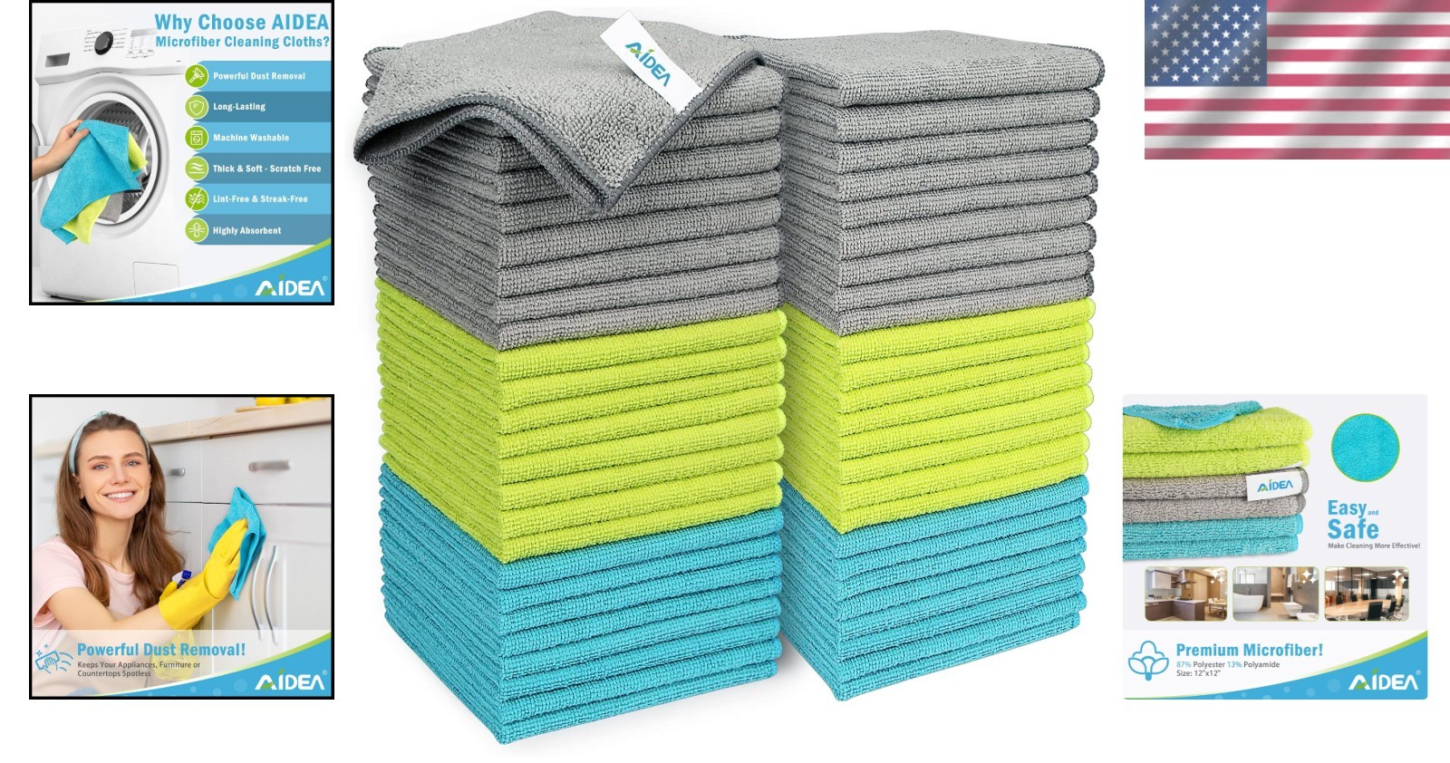 50-Pack Soft Microfiber Towels – Machine Washable, Versatile for All Surfaces