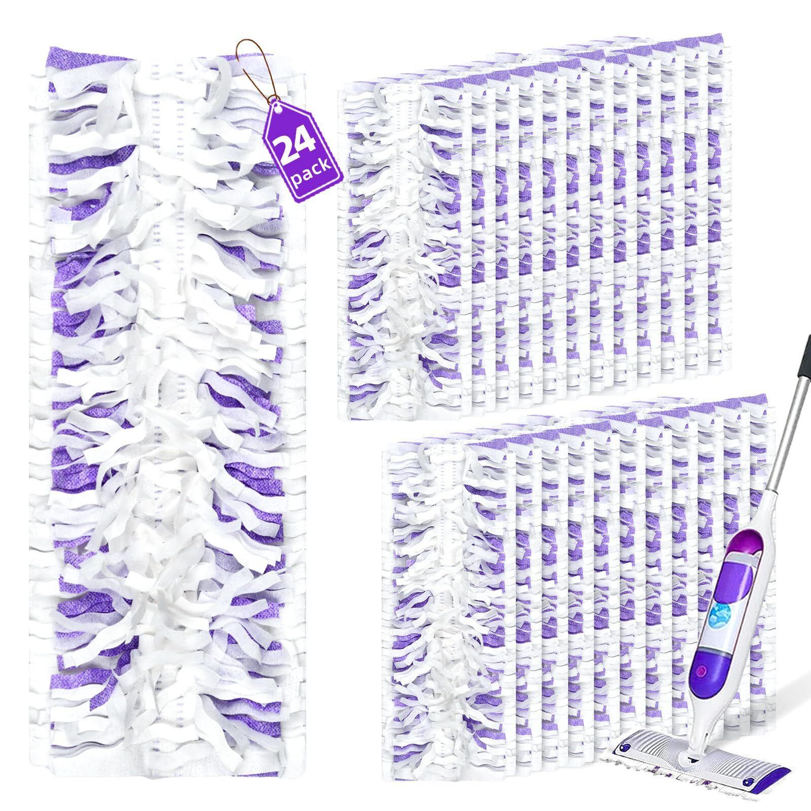 24 Count Disposable Power Mop Refills Compatible With Swiffer Power Mop Powermop