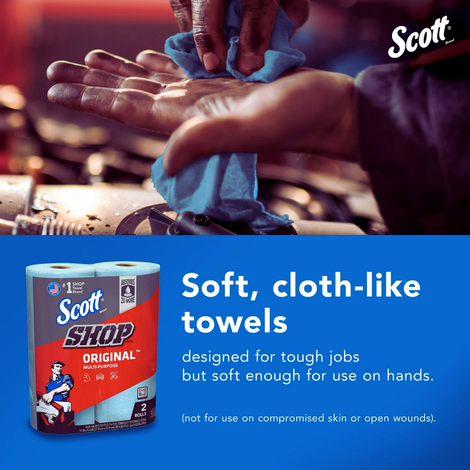 Scott Shop Towels (6 Rolls) – Original Blue Multi-Purpose Heavy Duty Paper Towel
